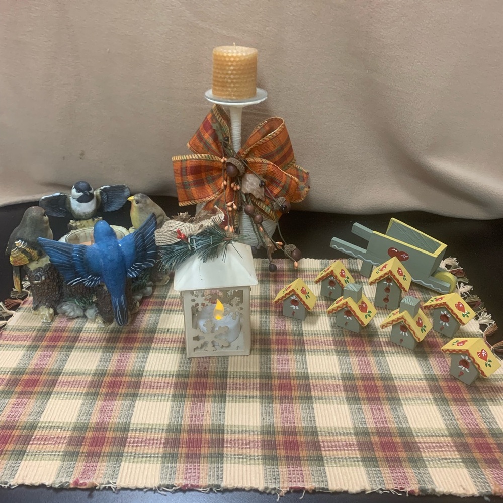 Plaid Table Runner with Decorative Accents